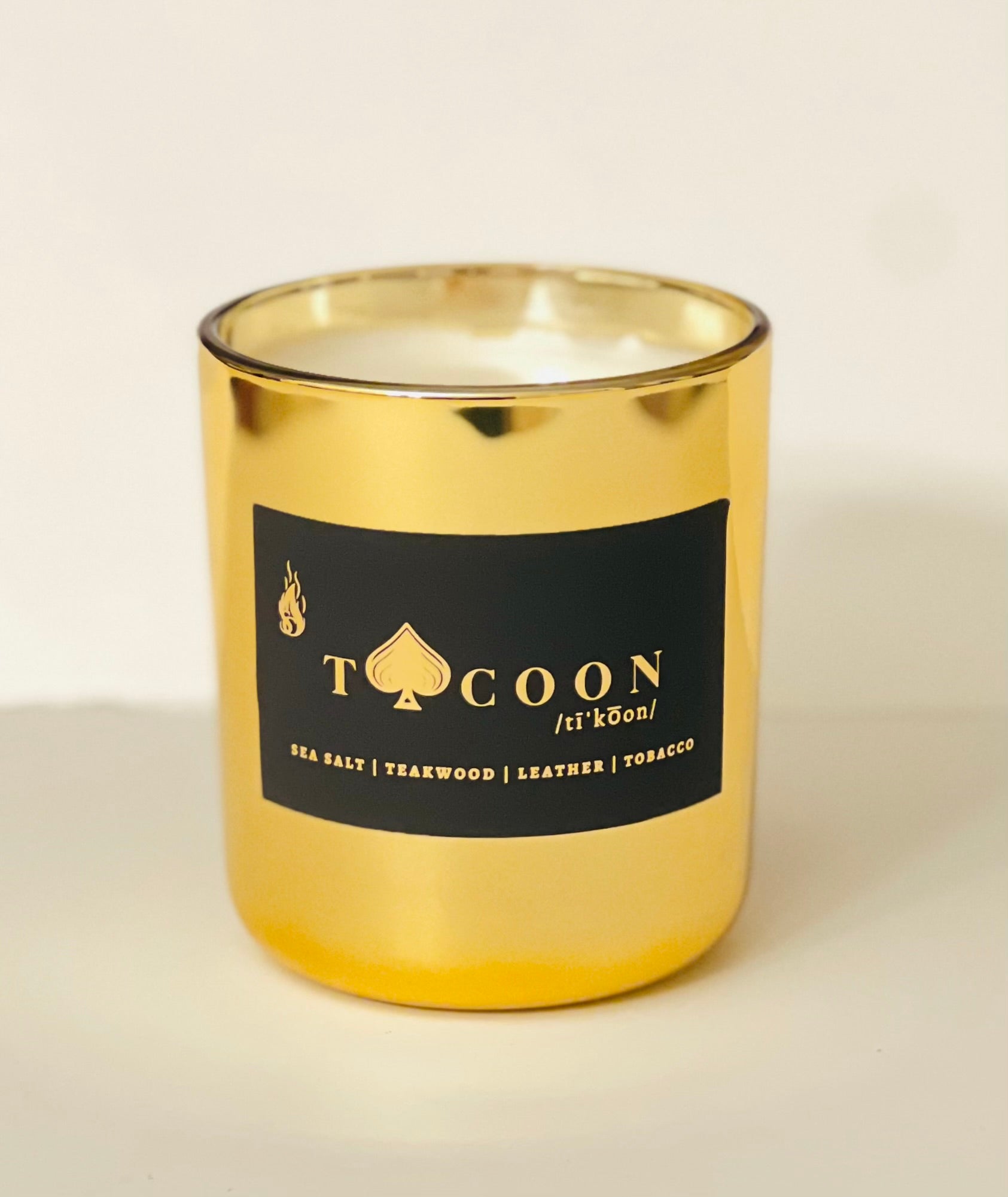 Teakwood & Leather Gold Candle